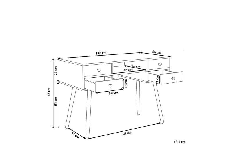 Kirjoituspöytä LEVIN 110 x 55 cm Valkoinen - Valkoinen - Tietokonepöytä
 - Kirjoituspöytä