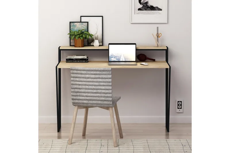 Kirjoituspöytä Lindome 123 cm Säilytyksellä Hylly - Ruskea - Huonekalut - Pöytä & ruokailuryhmä - Työpöytä - Kirjoituspöytä