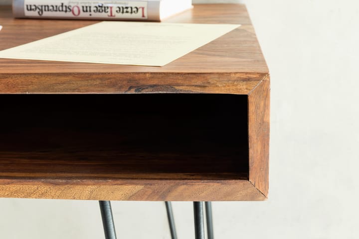 Kirjoituspöytä Lochside 110 cm Säilytyksellä Hylly - Massiivi Puu/Musta - Tietokonepöytä
 - Kirjoituspöytä