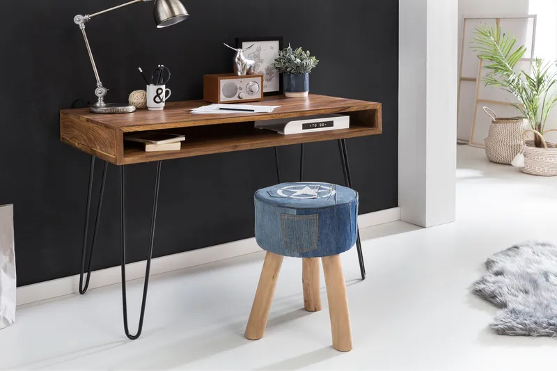Kirjoituspöytä Lochside 110 cm Säilytyksellä Hylly - Massiivi Puu/Musta - Huonekalut - Pöytä & ruokailuryhmä - Työpöytä - Kirjoituspöytä