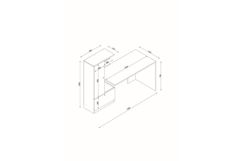 Kirjoituspöytä Lorella 120 cm Säilytys Hyllyt+Laatikko+kaapp - Valkoinen/Pähkinänruskea - Huonekalut - Pöytä & ruokailuryhmä - Työpöytä - Kirjoituspöytä