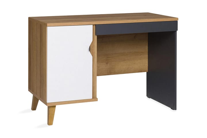 Kirjoituspöytä Lyseme 110 cm Säilytyksellä kaappi - Ruskea/Valkoinen/Musta - Tietokonepöytä
 - Kirjoituspöytä