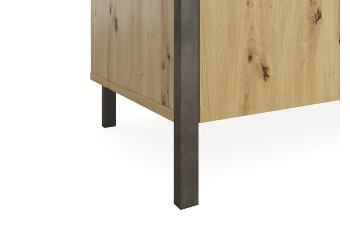 Kirjoituspöytä Mackynen 135 cm Säilytyksellä Laatikko+kaappi - Ruskea/Musta - Tietokonepöytä
 - Kirjoituspöytä