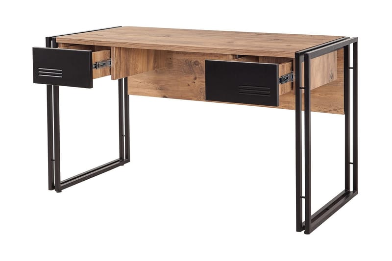 Kirjoituspöytä Masako 139 cm Säilytyksellä 2 laatikkoa - Puu/Musta - Huonekalut - Pöytä & ruokailuryhmä - Työpöytä - Kirjoituspöytä