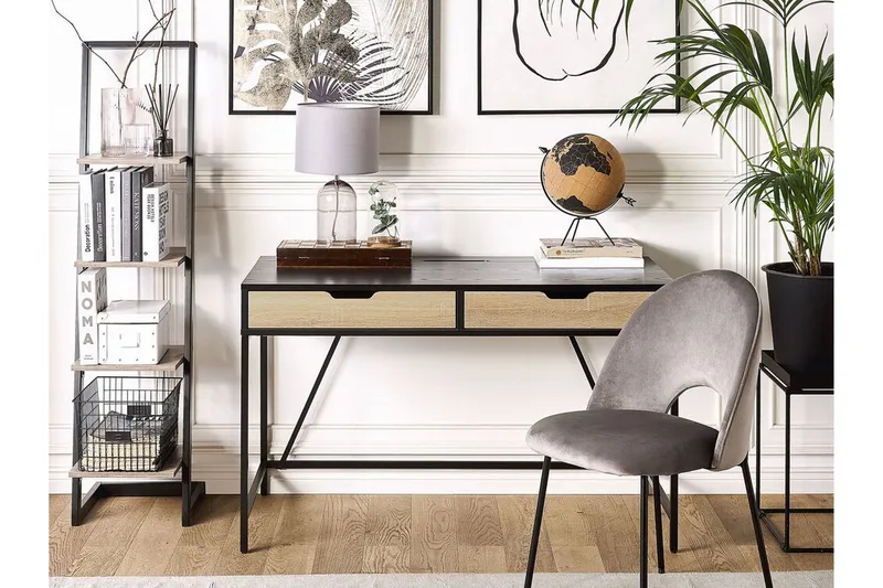 Kirjoituspöytä Matanzas 120 cm Säilytyksellä 2 laatikkoa - Musta/Vaalea puu - Huonekalut - Pöytä & ruokailuryhmä - Työpöytä - Kirjoituspöytä