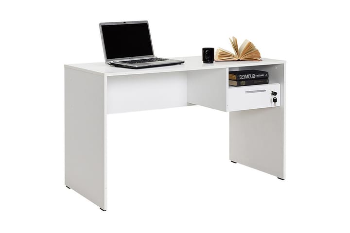 Kirjoituspöytä Mazirbe 120 cm Säilytys Hyllyt + Laatikko - Valkoinen - Tietokonepöytä
 - Kirjoituspöytä
