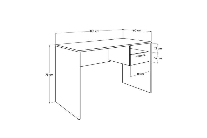 Kirjoituspöytä Mazirbe 120 cm Säilytys Hyllyt + Laatikko - Valkoinen - Tietokonepöytä
 - Kirjoituspöytä