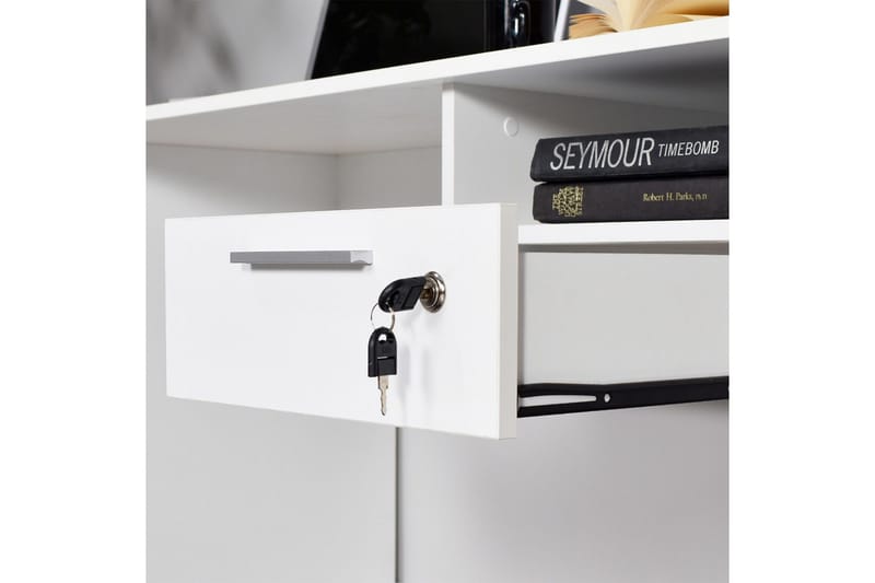 Kirjoituspöytä Mazirbe 120 cm Säilytys Hyllyt + Laatikko - Valkoinen - Huonekalut - Pöytä & ruokailuryhmä - Työpöytä - Kirjoituspöytä