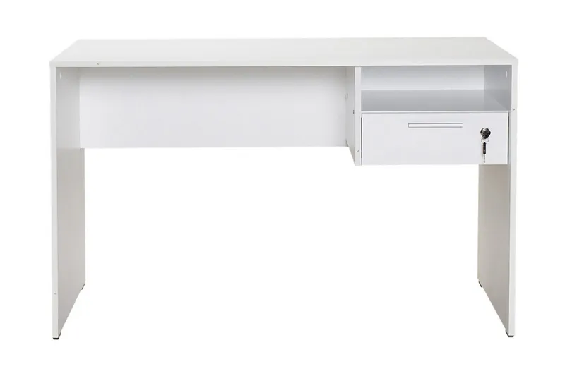 Kirjoituspöytä Mazirbe 120 cm Säilytys Hyllyt + Laatikko, Valkoinen
