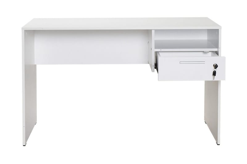 Kirjoituspöytä Mazirbe 120 cm Säilytys Hyllyt + Laatikko - Valkoinen - Huonekalut - Pöytä & ruokailuryhmä - Työpöytä - Kirjoituspöytä