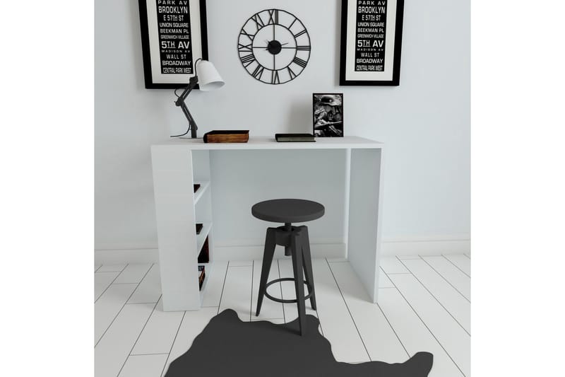 Kirjoituspöytä Mazirbe 90 cm Säilytyksellä 3 hyllyä - Valkoinen - Huonekalut - Pöytä & ruokailuryhmä - Työpöytä - Kirjoituspöytä