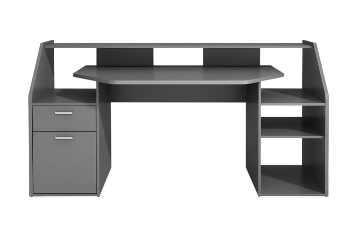 Kirjoituspöytä Mealy Säilytyksellä Hyllyt+Laatikko+kaappi - Harmaa - Tietokonepöytä
 - Kirjoituspöytä
