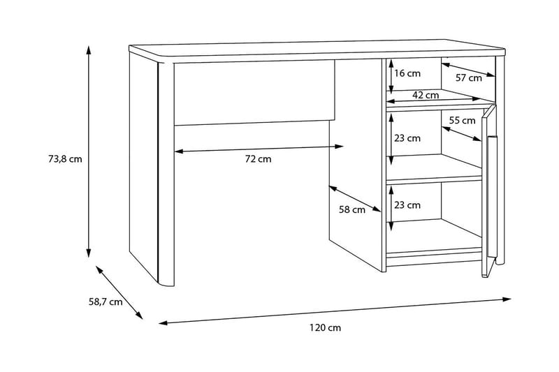 Kirjoituspöytä Meris 120 cm - Harmaa/Ruskea - Huonekalut - Pöytä & ruokailuryhmä - Työpöytä - Kirjoituspöytä