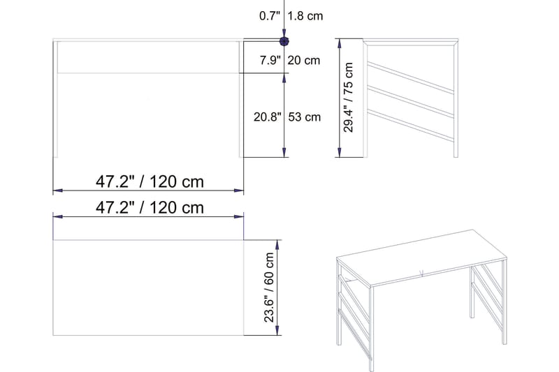 Kirjoituspöytä Mesjö 120 cm - Ruskea - Tietokonepöytä
 - Kirjoituspöytä