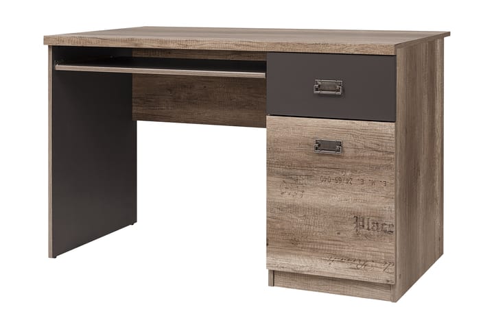 Kirjoituspöytä Minette 120 cm Säilytyksellä Laatikko+kaappi - Tammenväri/Harmaa - Tietokonepöytä
 - Kirjoituspöytä