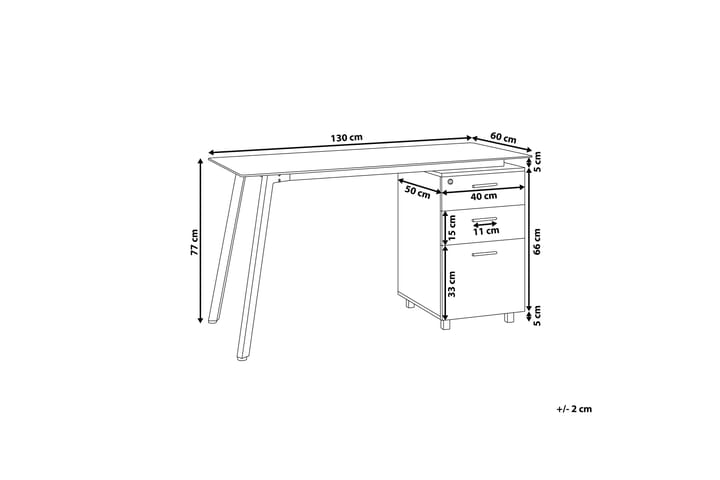 Kirjoituspöytä Morante 130 cm Säilytyksellä 3 laatikkoa - Valkoinen/Vaaleanruskea - Tietokonepöytä
 - Kirjoituspöytä