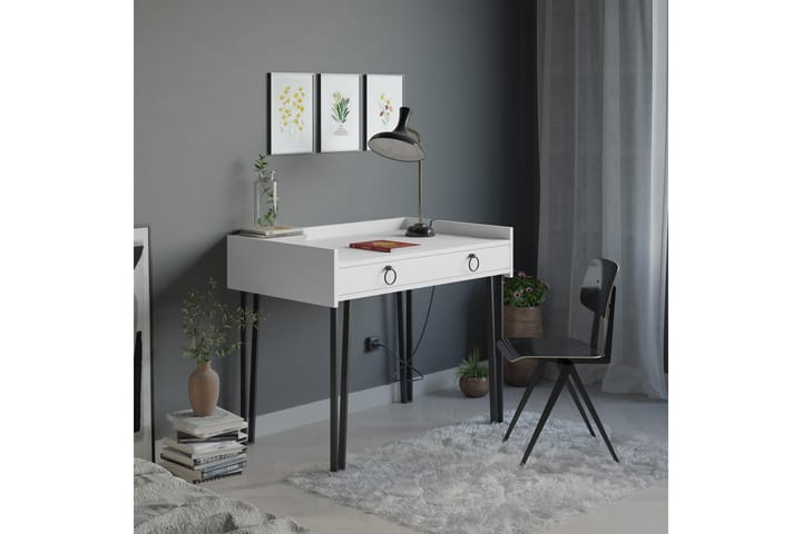 Kirjoituspöytä Mossberg 100 cm Säilytyksellä Laatikko - Valkoinen/Musta - Tietokonepöytä
 - Kirjoituspöytä