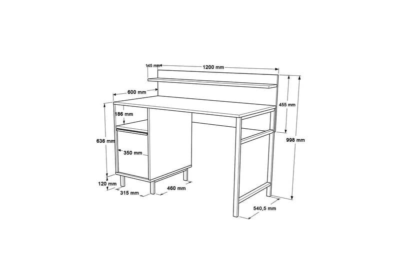 Kirjoituspöytä Munetoki 120 cm - Tammi - Tietokonepöytä
 - Kirjoituspöytä