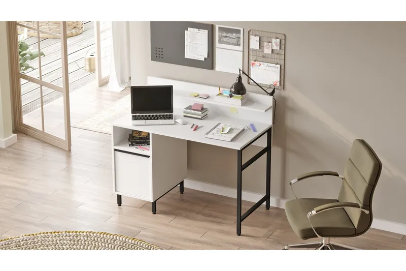Kirjoituspöytä Munetoki 120 cm - Valkoinen - Huonekalut - Pöytä & ruokailuryhmä - Työpöytä - Kirjoituspöytä