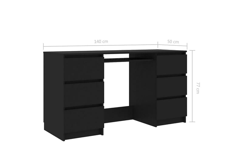 Kirjoituspöytä musta 140x50x77 cm lastulevy - Musta - Huonekalut - Pöytä & ruokailuryhmä - Työpöytä
 - Kirjoituspöytä