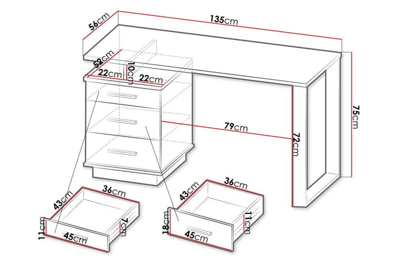 Kirjoituspöytä - Musta/Tammi - Huonekalut - Pöytä & ruokailuryhmä - Työpöytä - Kirjoituspöytä