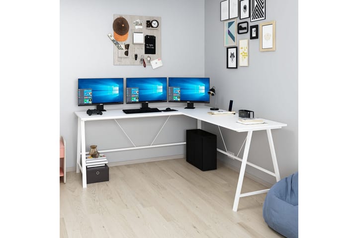 Kirjoituspöytä Nagender 180 cm - Valkoinen - Tietokonepöytä
 - Kirjoituspöytä