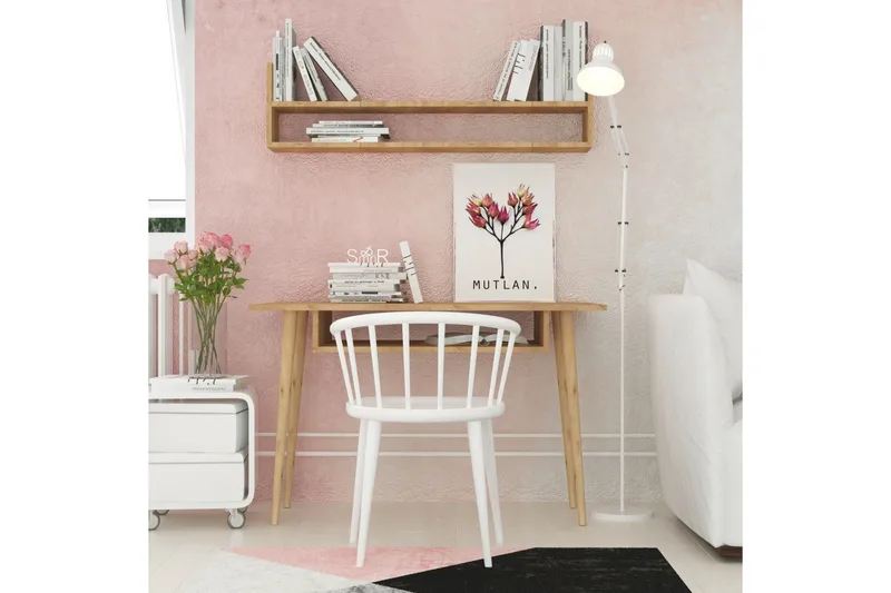 Kirjoituspöytä Naidaj 120 cm Säilytyksellä Seinähylly, Puu