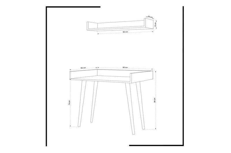 Kirjoituspöytä Naidaj 90 cm Säilytyksellä Seinähylly - Puu - Huonekalut - Pöytä & ruokailuryhmä - Työpöytä - Kirjoituspöytä