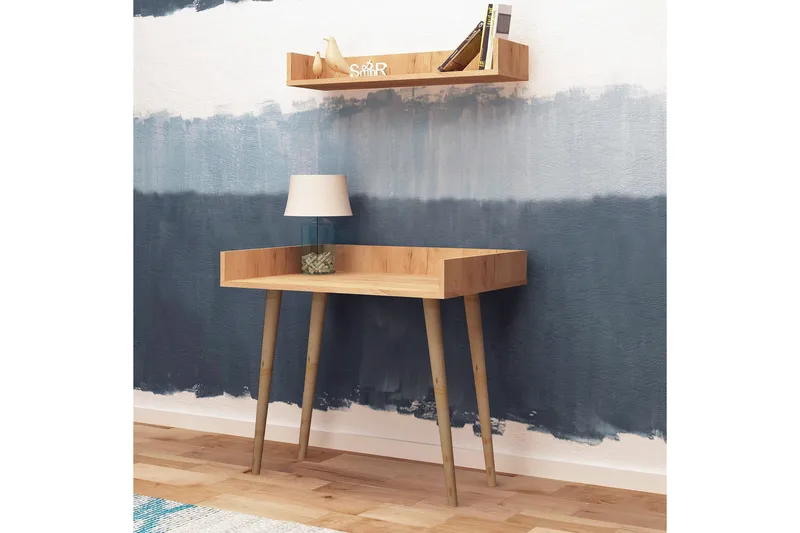 Kirjoituspöytä Naidaj 90 cm Säilytyksellä Seinähylly - Puu - Huonekalut - Pöytä & ruokailuryhmä - Työpöytä - Kirjoituspöytä