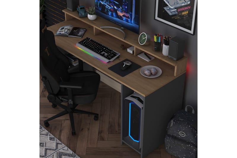 Kirjoituspöytä Nanak 160 cm - Pähkinä/Antrasiitti - Huonekalut - Pöytä & ruokailuryhmä - Työpöytä - Kirjoituspöytä