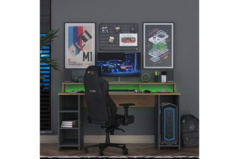 Kirjoituspöytä Nanak 160 cm, Pähkinä/Antrasiitti