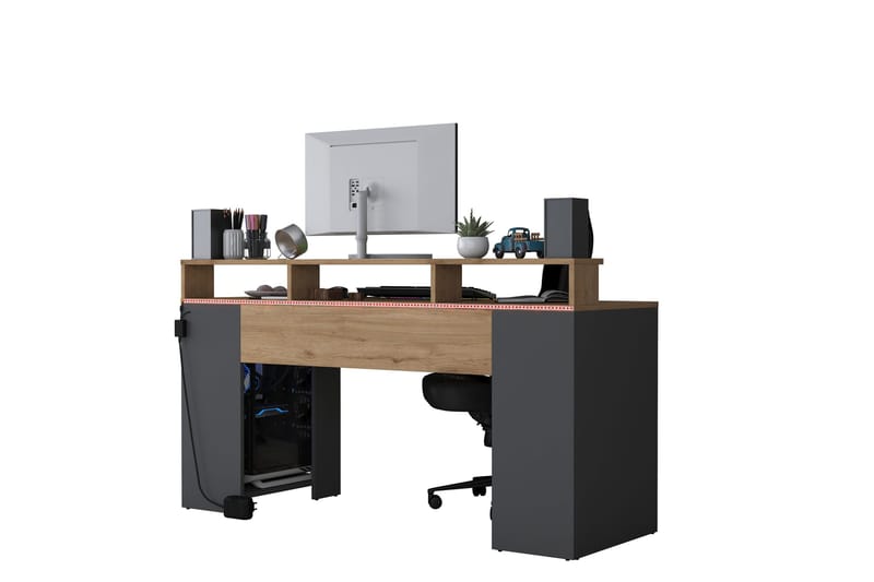 Kirjoituspöytä Nanak 160 cm - Pähkinä/Antrasiitti - Huonekalut - Pöytä & ruokailuryhmä - Työpöytä - Kirjoituspöytä