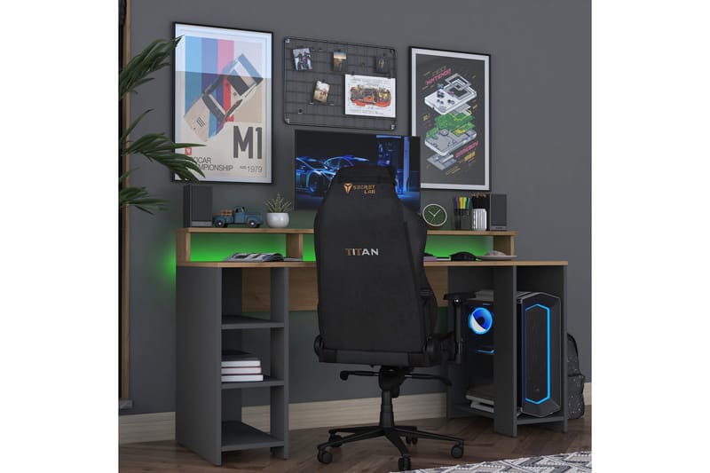 Kirjoituspöytä Nanak 160 cm - Pähkinä/Antrasiitti - Huonekalut - Pöytä & ruokailuryhmä - Työpöytä - Kirjoituspöytä