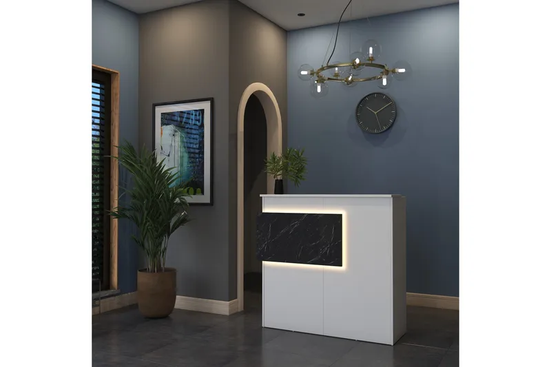 Kirjoituspöytä Naruto 110 cm - Marmori/Valkoinen - Huonekalut - Pöytä & ruokailuryhmä - Työpöytä - Kirjoituspöytä