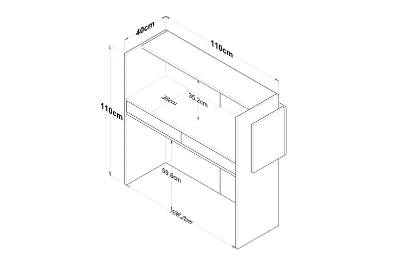 Kirjoituspöytä Naruto 110 cm - Marmori/Valkoinen - Huonekalut - Pöytä & ruokailuryhmä - Työpöytä - Kirjoituspöytä