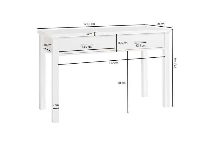 Kirjoituspöytä Novales 120 cm - Valkoinen - Tietokonepöytä
 - Kirjoituspöytä