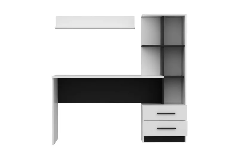 Kirjoituspöytä Razotaji 120 cm Säilytys Laatikko + hyllyt - Valkoinen/Musta - Huonekalut - Pöytä & ruokailuryhmä - Työpöytä - Kirjoituspöytä