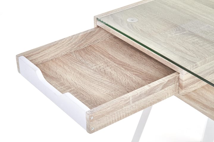 Kirjoituspöytä Renea 120 cm Säilytyksellä 2 laatikkoa - Tammenväri/Valkoinen - Tietokonepöytä
 - Kirjoituspöytä