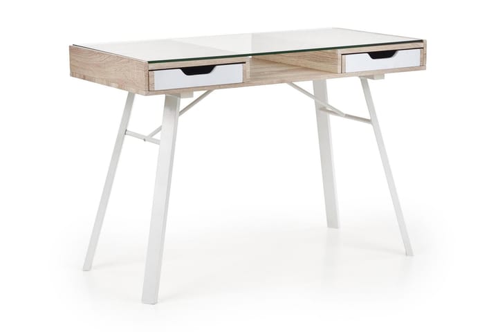 Kirjoituspöytä Renea 120 cm Säilytyksellä 2 laatikkoa - Tammenväri/Valkoinen - Tietokonepöytä
 - Kirjoituspöytä