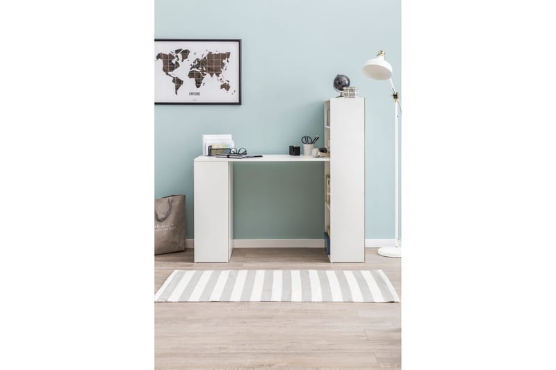 Kirjoituspöytä Requan 120 cm Säilytyksellä Hyllyt - Valkoinen - Huonekalut - Pöytä & ruokailuryhmä - Työpöytä - Kirjoituspöytä