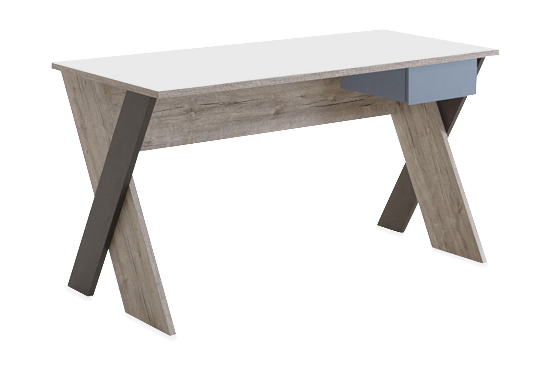 Kirjoituspöytä Ridley 135 cm Säilytyksellä Laatikko - Beige/Harmaa - Huonekalut - Pöytä & ruokailuryhmä - Työpöytä
 - Kirjoituspöytä