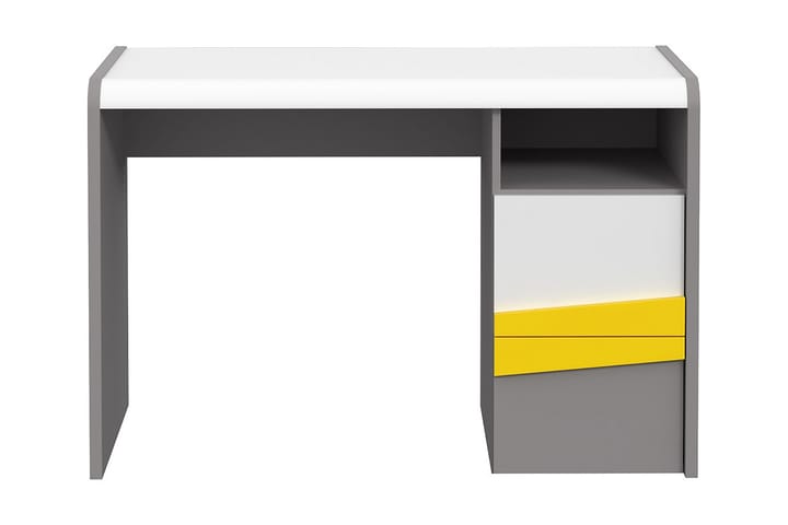 Kirjoituspöytä Sapareva 110 cm - Harmaa/Valkoinen/Keltainen - Tietokonepöytä
 - Sähköpöytä & säädettävä työpöytä - Kirjoituspöytä - Kokoontaitettavat pöydät - Marmoripöydät