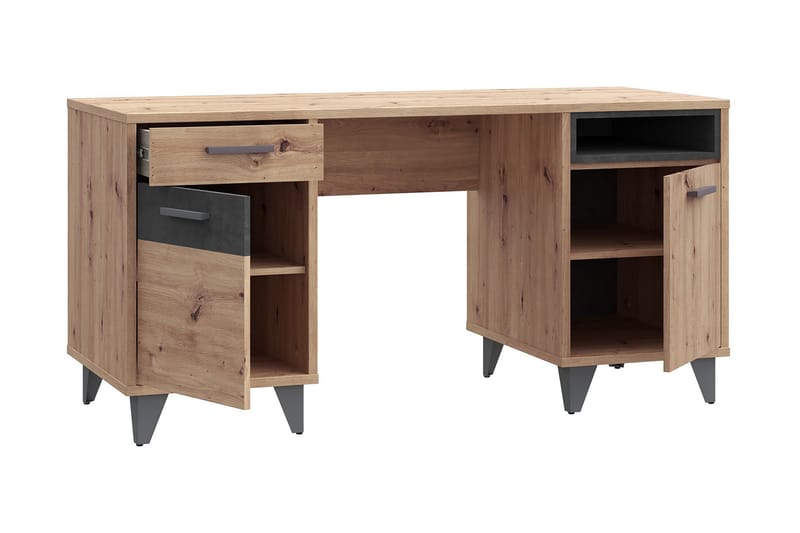 Kirjoituspöytä Sapes 150 cm - Ruskea/Harmaa - Huonekalut - Pöytä & ruokailuryhmä - Työpöytä - Kirjoituspöytä