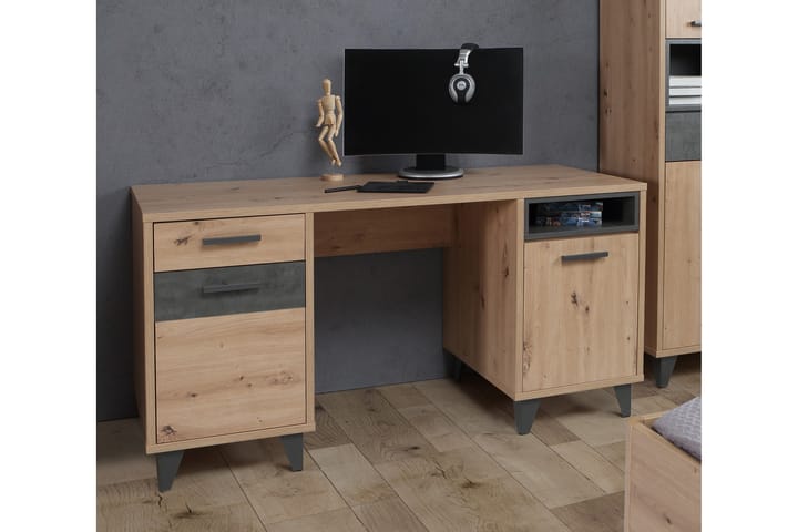 Kirjoituspöytä Sapes 150 cm - Ruskea/Harmaa - Tietokonepöytä
 - Kirjoituspöytä