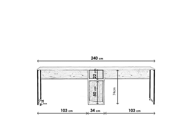 Kirjoituspöytä Selonnet 140 cm Säilytyksellä Hyllyt - Luonnonväri/Musta - Huonekalut - Pöytä & ruokailuryhmä - Työpöytä - Kirjoituspöytä