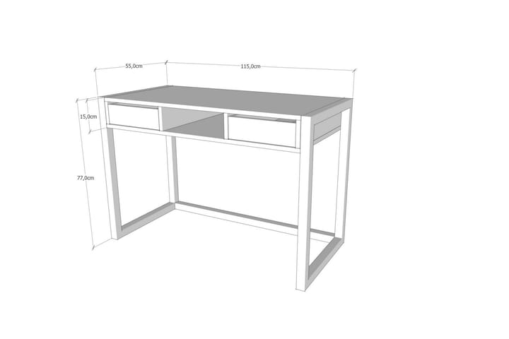 Kirjoituspöytä Shatz 115 cm Säilytyksellä laatikot+Hylly - Puu/Luonnonväri/Musta - Tietokonepöytä
 - Kirjoituspöytä