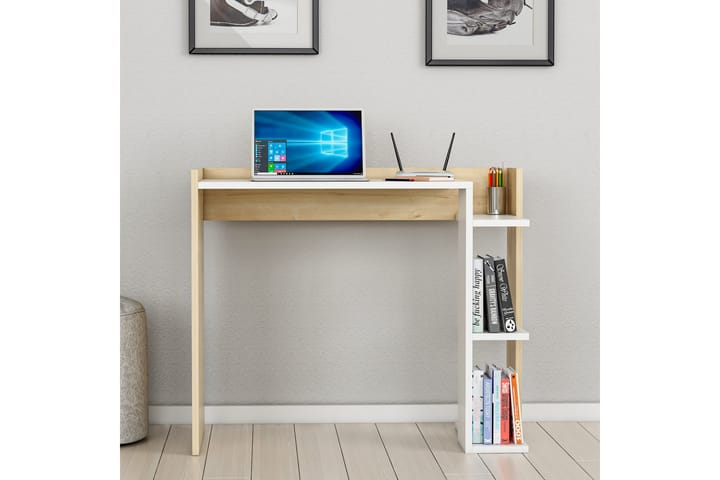 Kirjoituspöytä Shenita 90,6x75x90,6 cm Säilytyksellä - Valkoinen - Tietokonepöytä
 - Kirjoituspöytä
