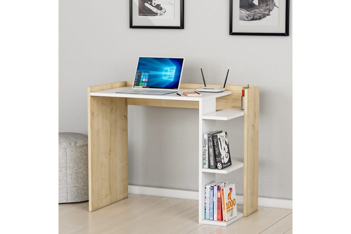 Kirjoituspöytä Shenita 90,6x75x90,6 cm Säilytyksellä - Valkoinen - Tietokonepöytä
 - Kirjoituspöytä
