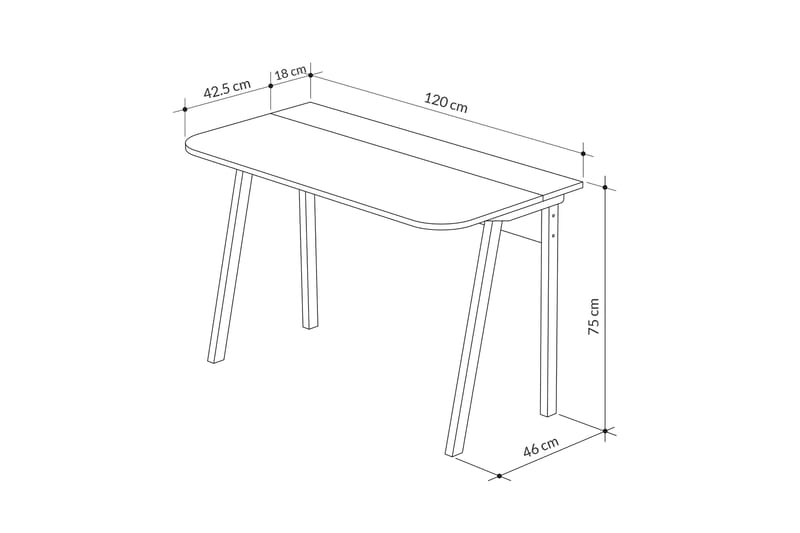 Kirjoituspöytä Shett 120x75x120 cm - Vaaleanruskea - Huonekalut - Pöytä & ruokailuryhmä - Työpöytä
 - Kirjoituspöytä
