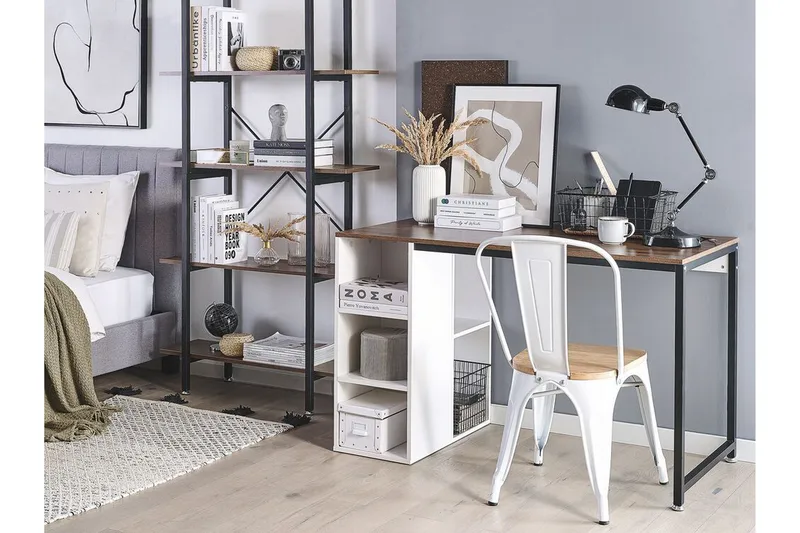Kirjoituspöytä Silvelle 120 cm Säilytyksellä - Tumma Puu/Valkoinen - Huonekalut - Pöytä & ruokailuryhmä - Työpöytä - Kirjoituspöytä